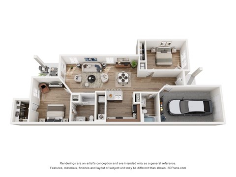 Floor plan for 2 beds, 2 baths, 1028 sqft